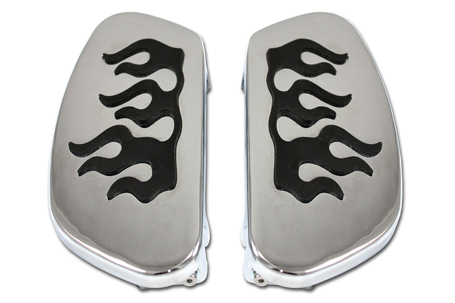Driver Footboard Set Chrome with Flame Design - Click Image to Close