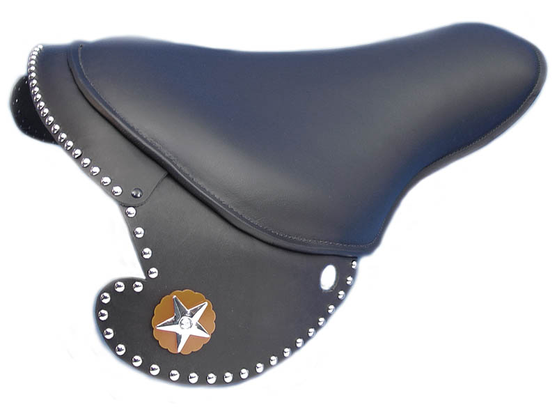 Black Leather Buddy Seat with Skirt for 1929-84 Harley Big Twins